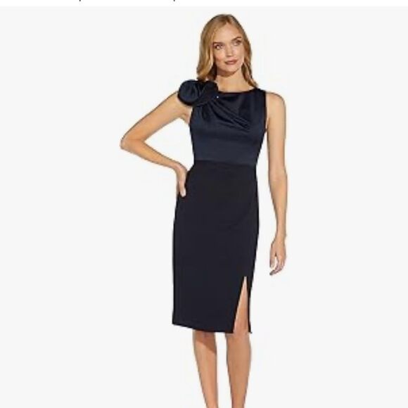 NWT Adrianna Papell Women's Crepe Back Satin Short Dress-X15 - Picture 4 of 6